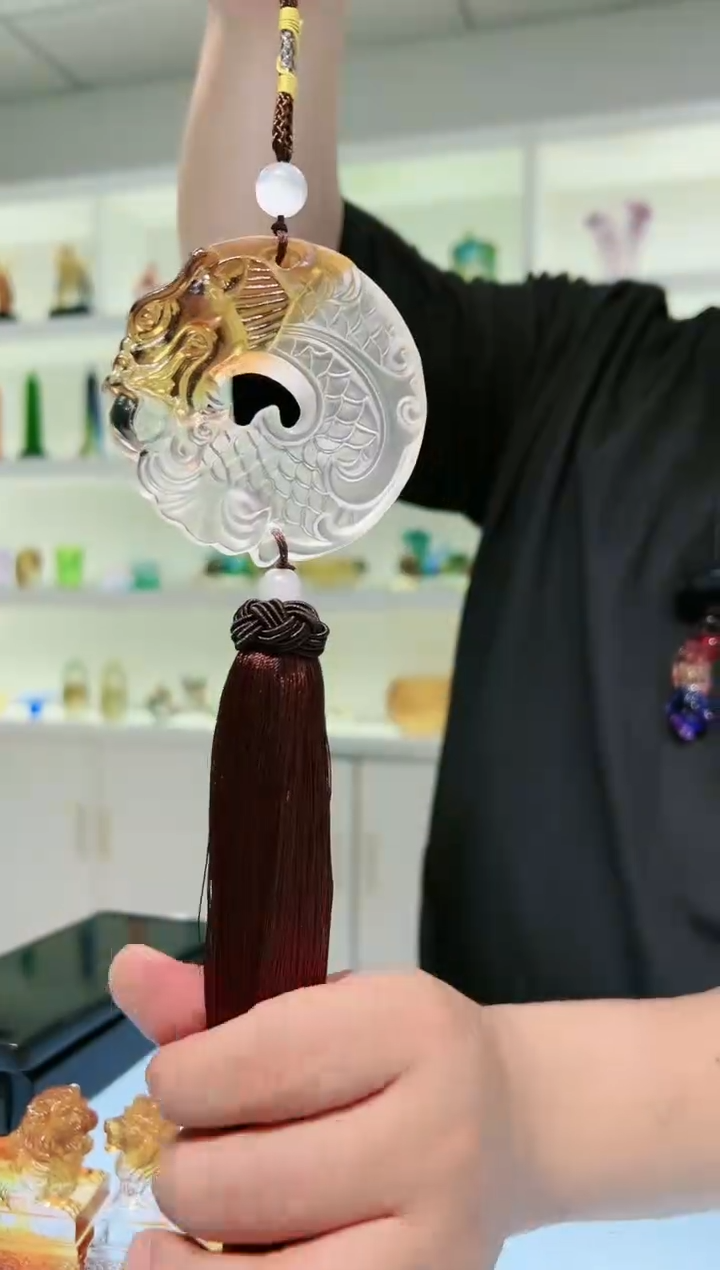 【闪购商品】茶宠古法琉璃鱼化龙车挂