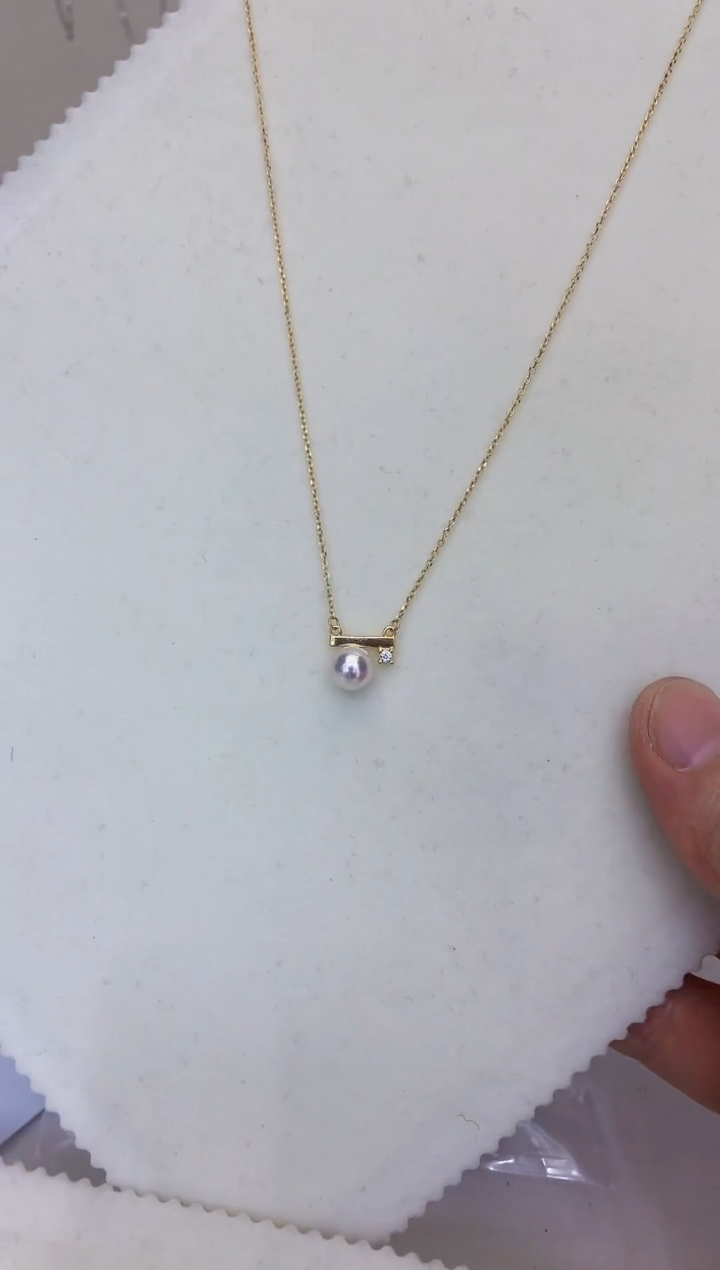 银S925镶嵌海水珍珠饰品金色平衡木套链