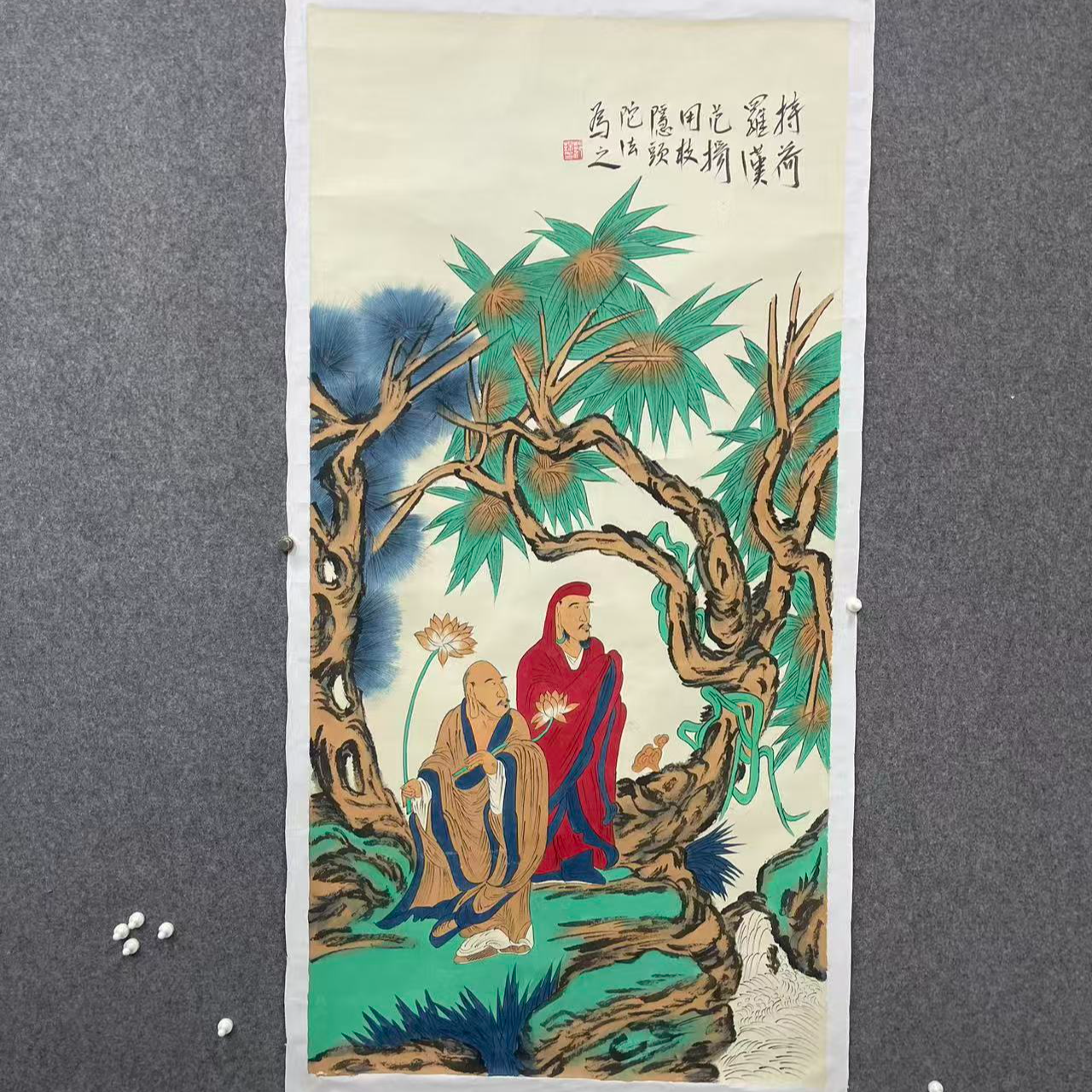 八平尺国画-持荷罗汉-FY-嘉福