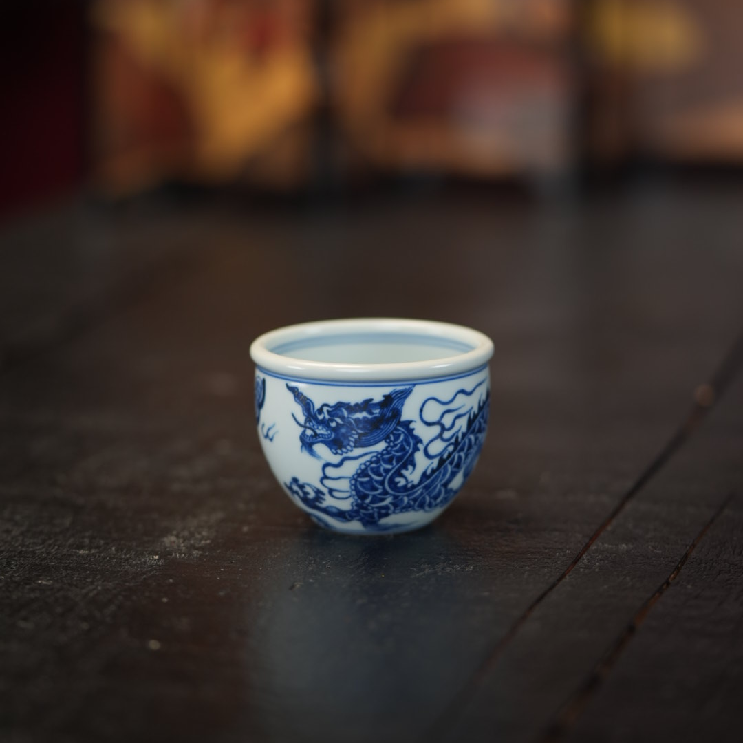 【文堇堂】青花系列 景德镇手工手绘 龙纹 缸 杯 869