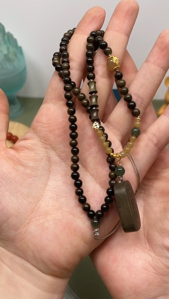 【闪购商品】檀香木木艺印度老山檀阴沉0.5脖挂五条牌款