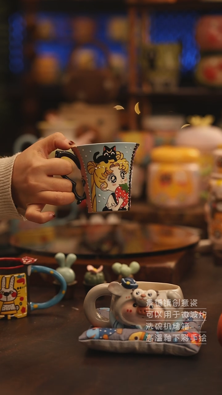 陶瓷景德镇可爱陶瓷釉下彩绘设计师款