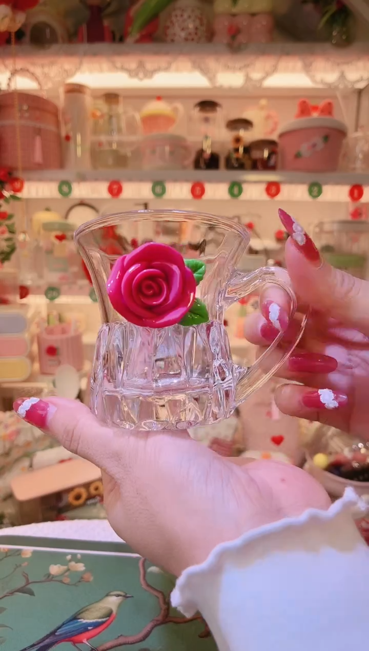 开播福利，仅剩一件！玫瑰花宽口杯