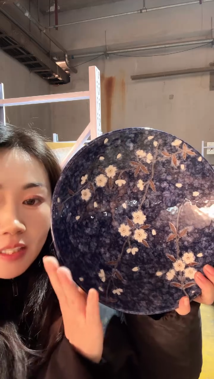 瓷蓝雪樱　8.0盛鉢24cm