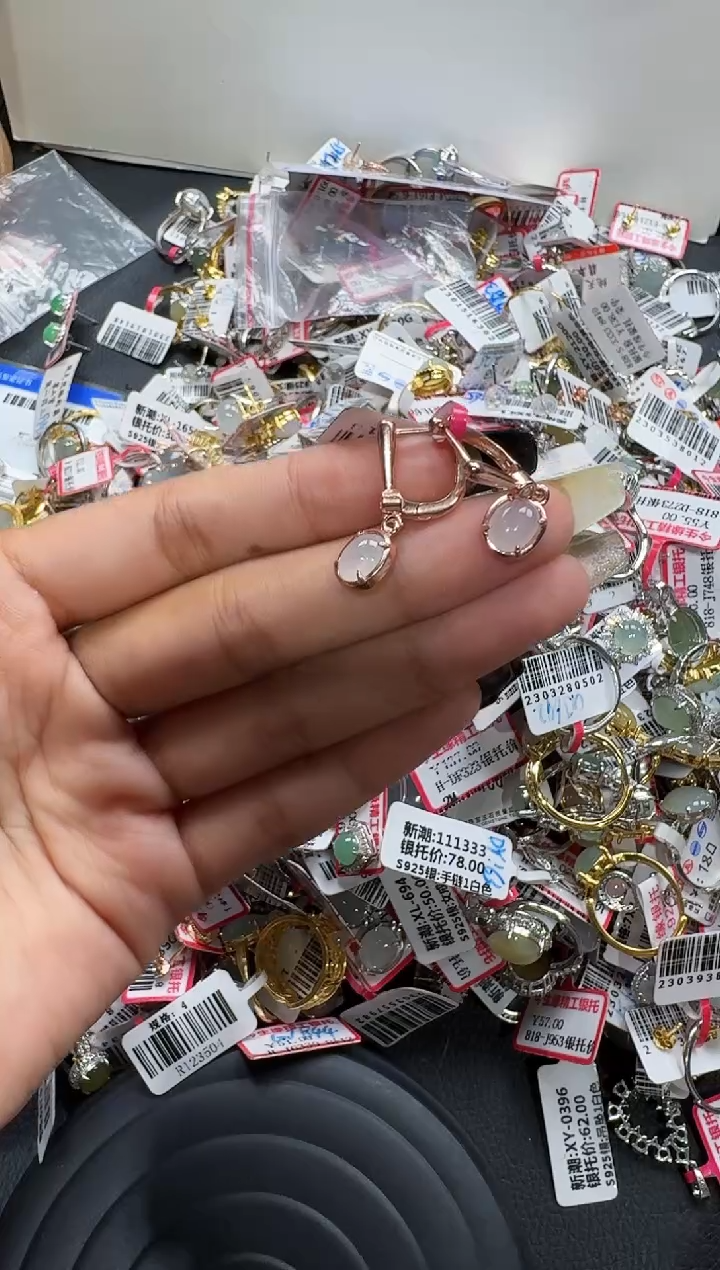 翡翠戒指银S925镶嵌戒指170