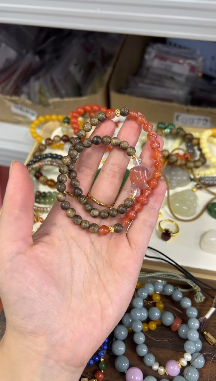 未镶嵌手链玛瑙/玉髓南红玛瑙九尾文莱设计款双圈[51]