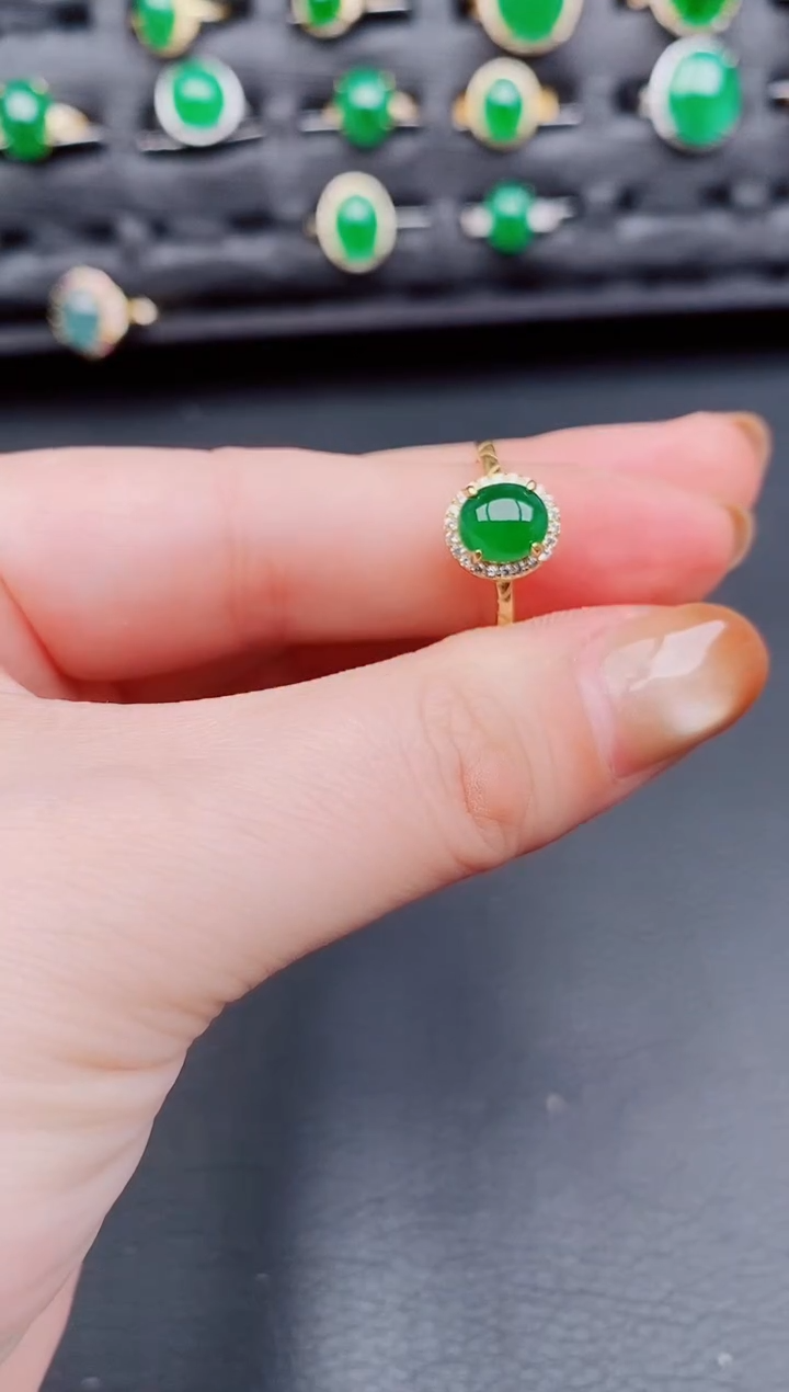 【闪购商品】翡翠戒指银S925镶嵌天然a货翡翠212