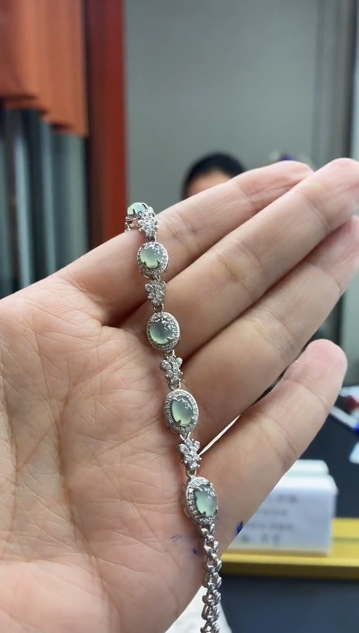 银S925镶嵌手链翡翠1111111