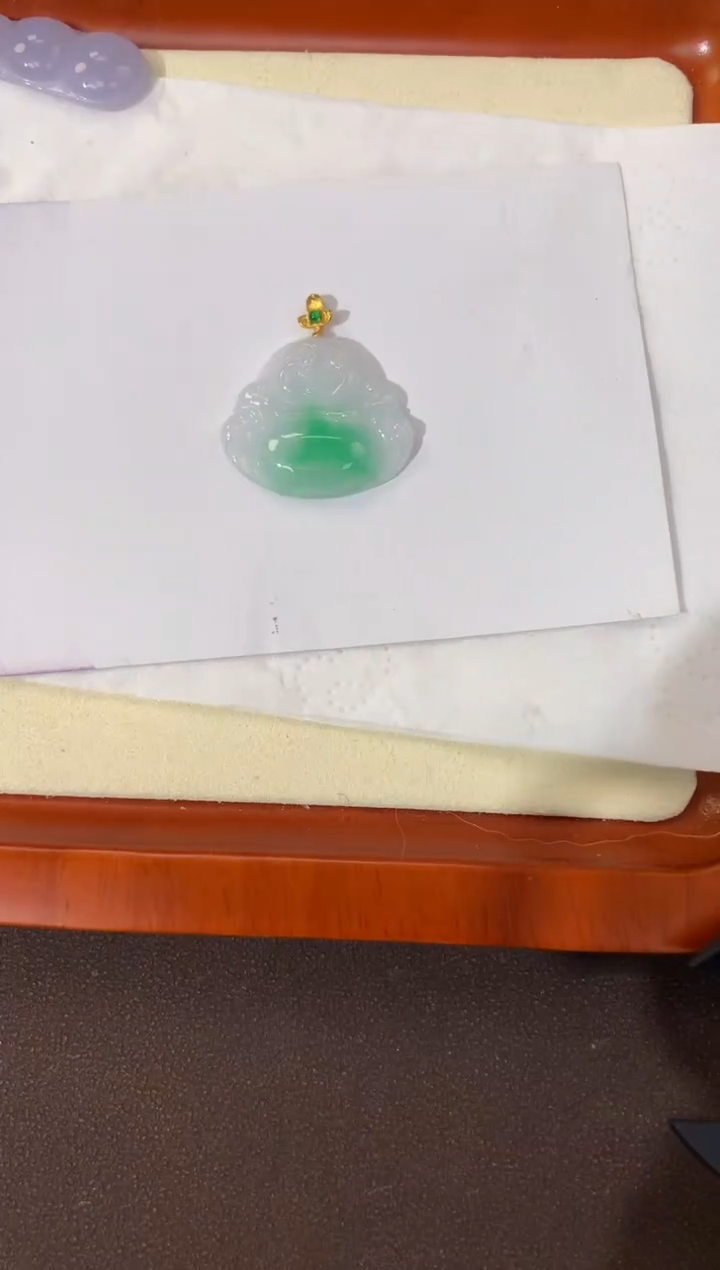 【闪购商品】翡翠颈饰18K金镶嵌天然缅甸a货翡翠