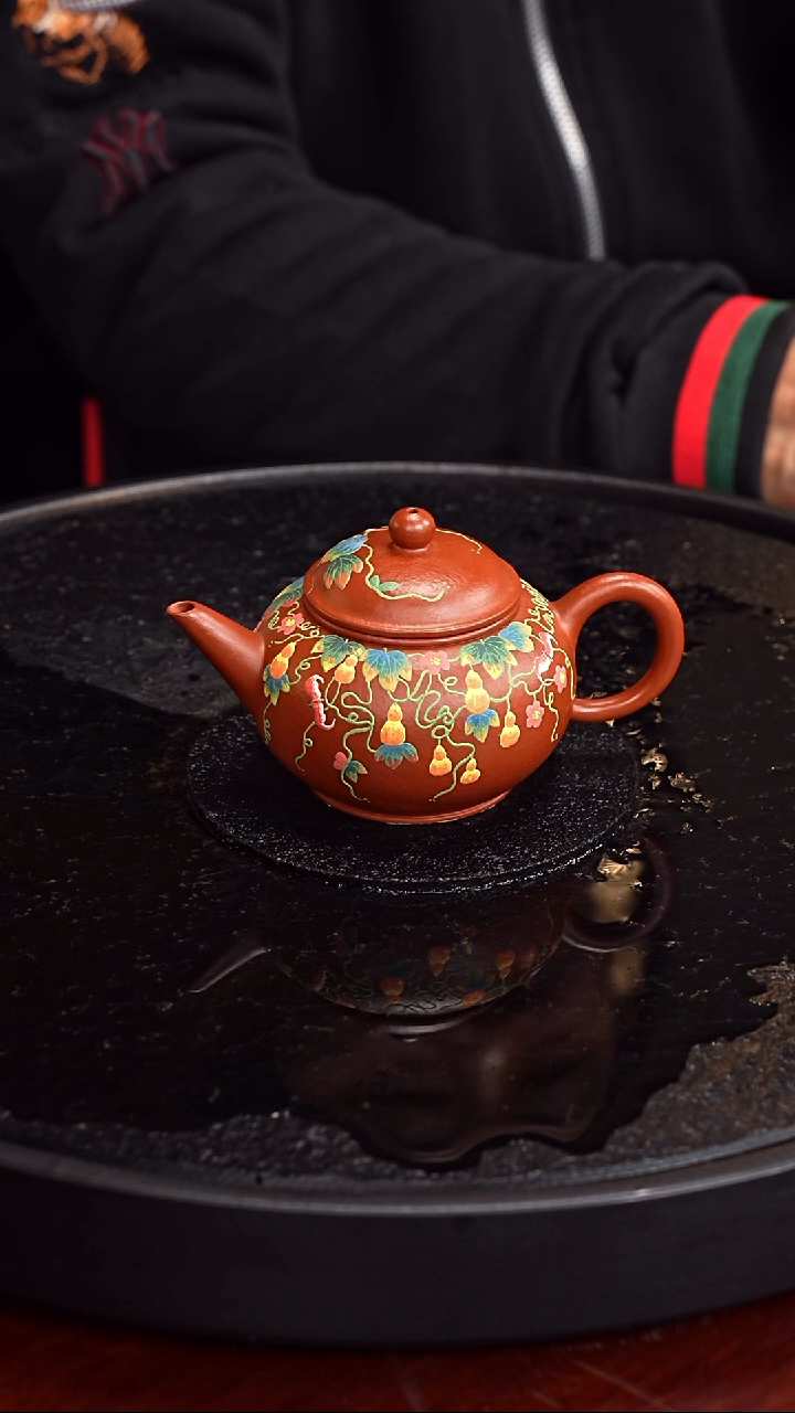 茶壶紫砂沈建康  水平107   朱泥  200毫升