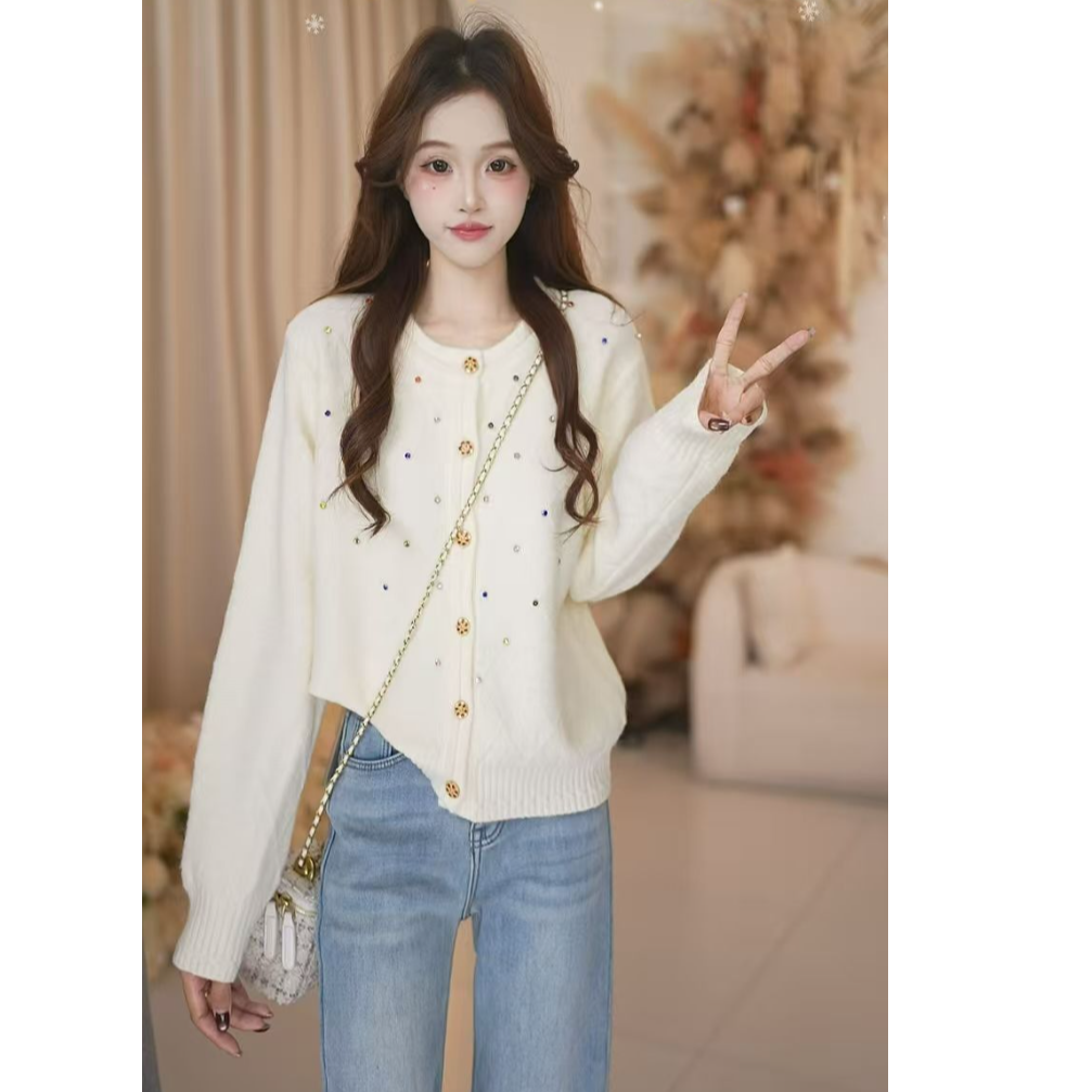 Basic House/百家好秋冬气质小众珍珠亮片气质毛衣B1385B5E0T2