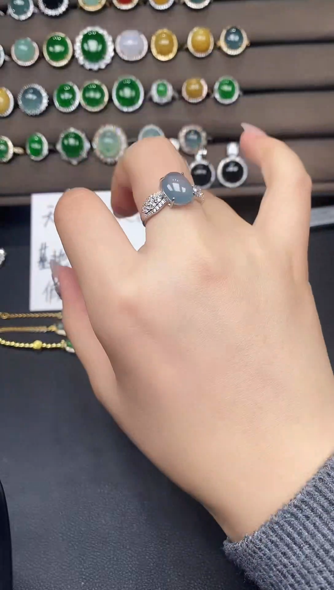 银S925镶嵌戒指翡翠111