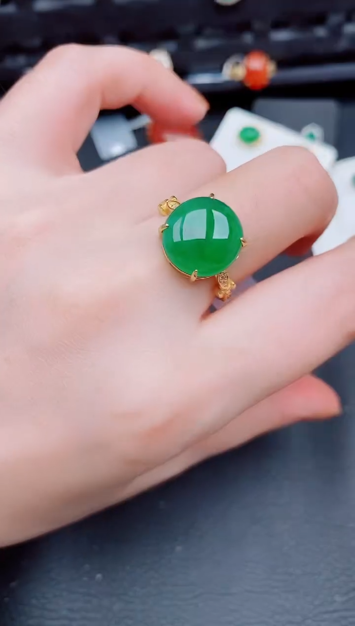 【闪购商品】翡翠戒指银S925镶嵌天然a货翡翠549