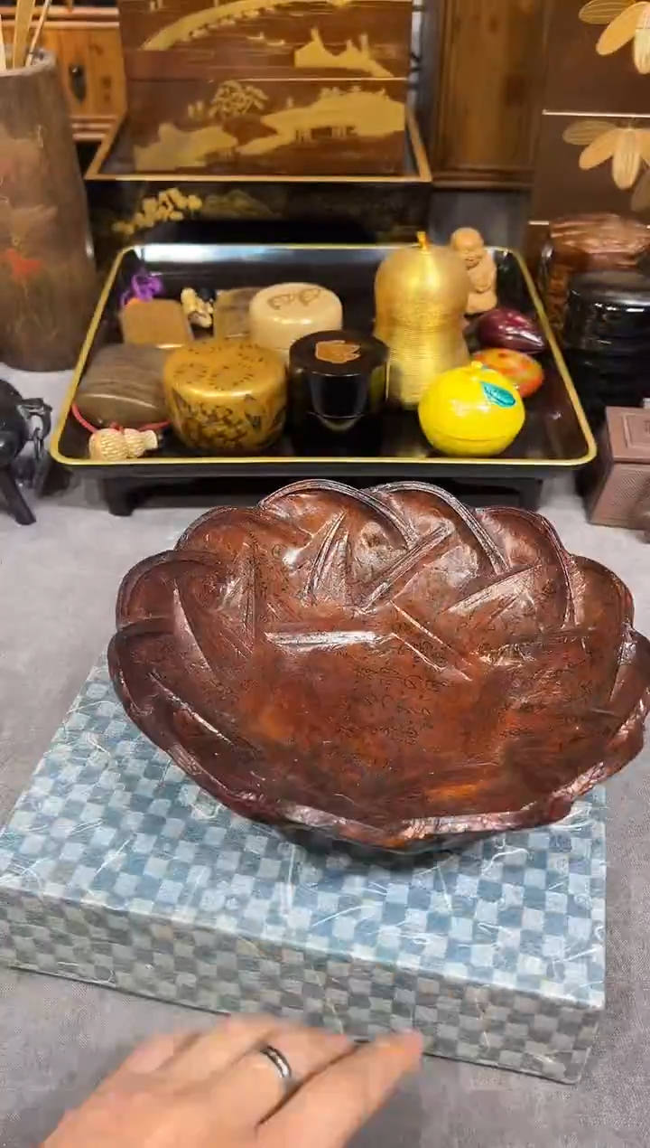 一闲塗 果子钵 大漆漆器大漆漆器