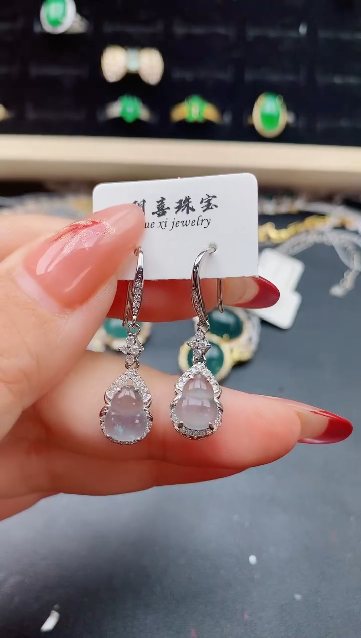 【闪购商品】翡翠耳饰银S925镶嵌21321