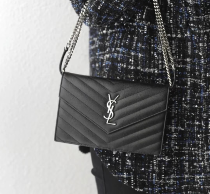 95新 YSL/圣罗兰 YSL/圣罗兰 黑银信封斜挎包bwz11801