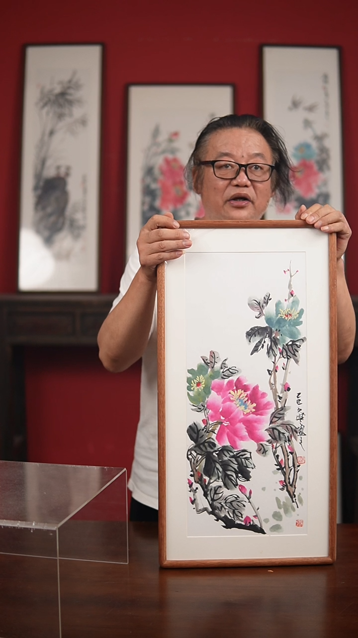 国画手绘-36*69带框夏寒作品
