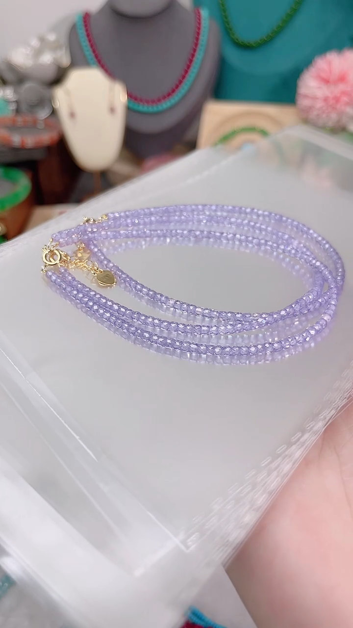 脚链锂辉石银S925镶嵌紫25