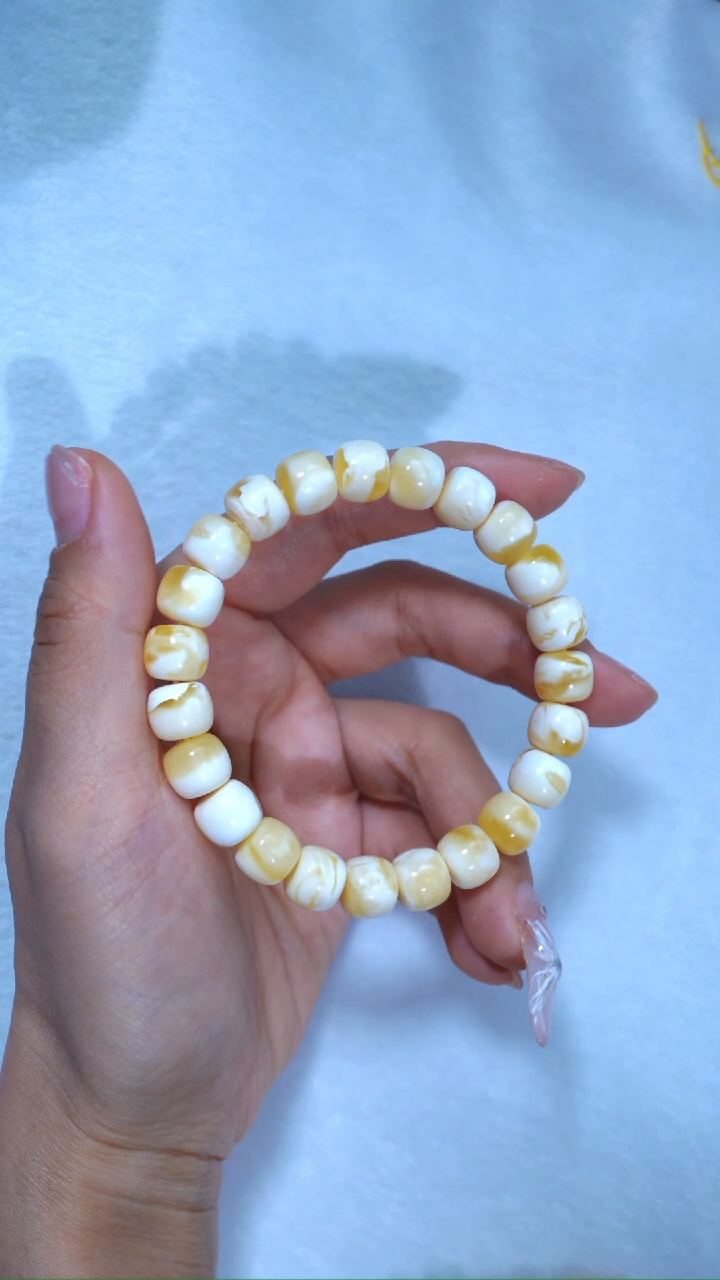 【闪购商品】蜜蜡手链未镶嵌典藏级9.8mm金漆白溶洞