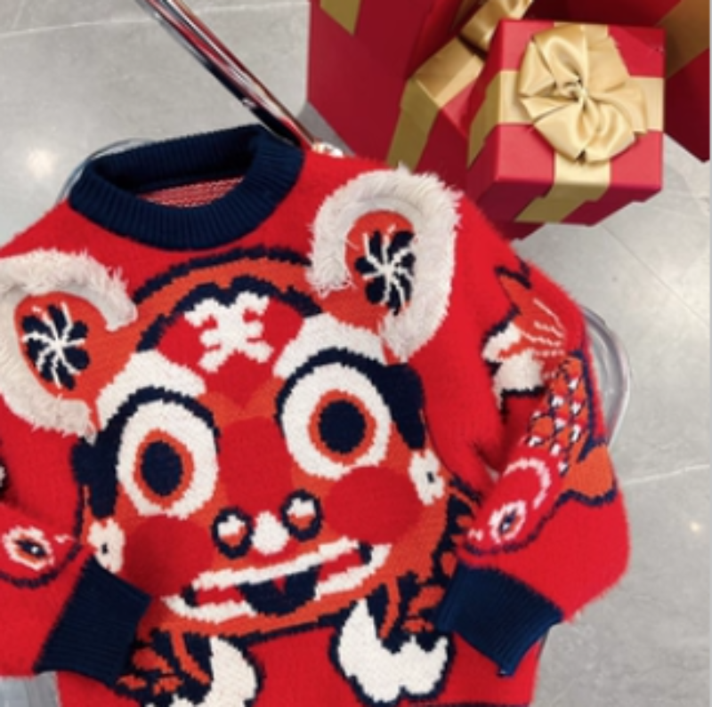 虎闹锦鲤新年毛衣