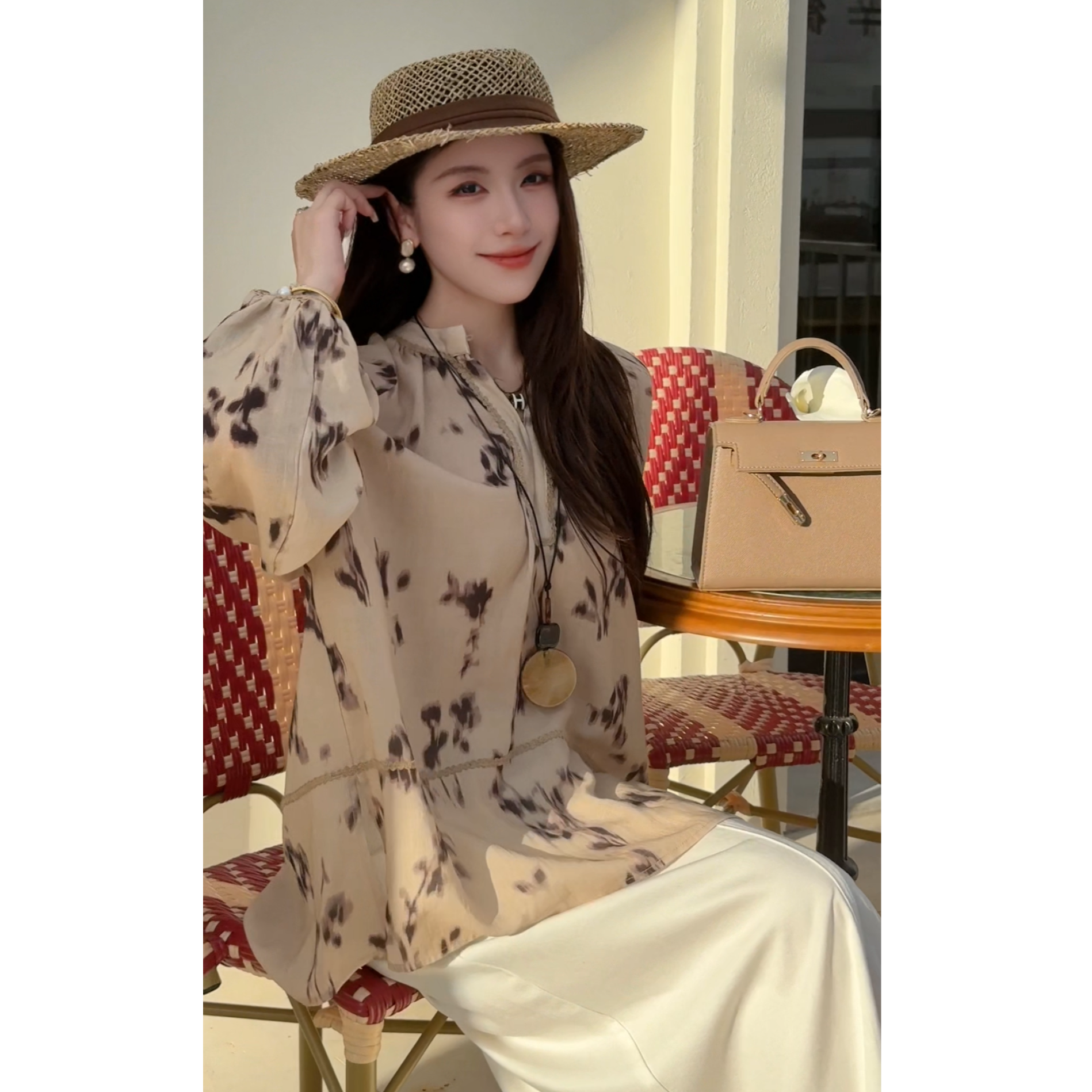 45苎麻+55天丝】25夏季新款当红炸子鸡棕色重工苎麻活性印染衬衫