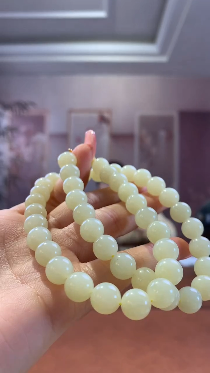 【闪购商品】和田玉项链未镶嵌新疆料黄口10mm项链