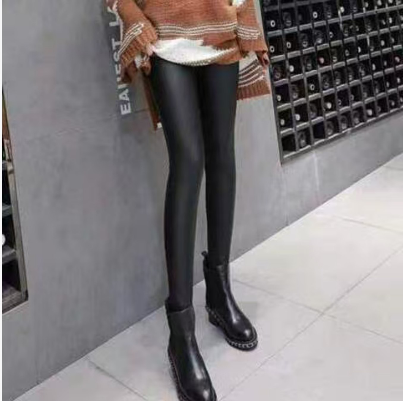 D25 110508 高级感气质女新款时尚加厚皮裤