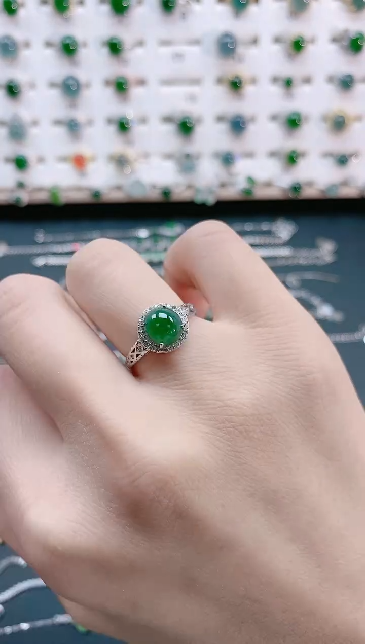 【闪购商品】翡翠戒指银S925镶嵌天然翡翠