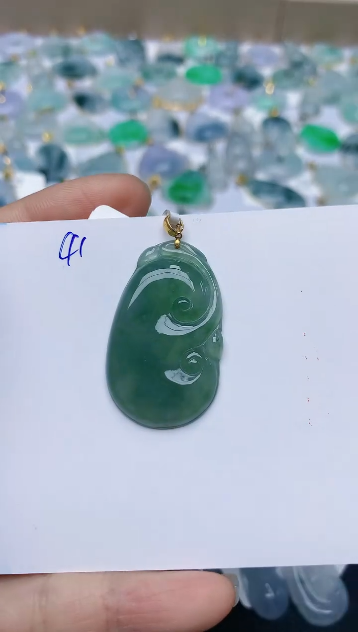【闪购商品】翡翠颈饰18K金镶嵌天然翡翠A货    41