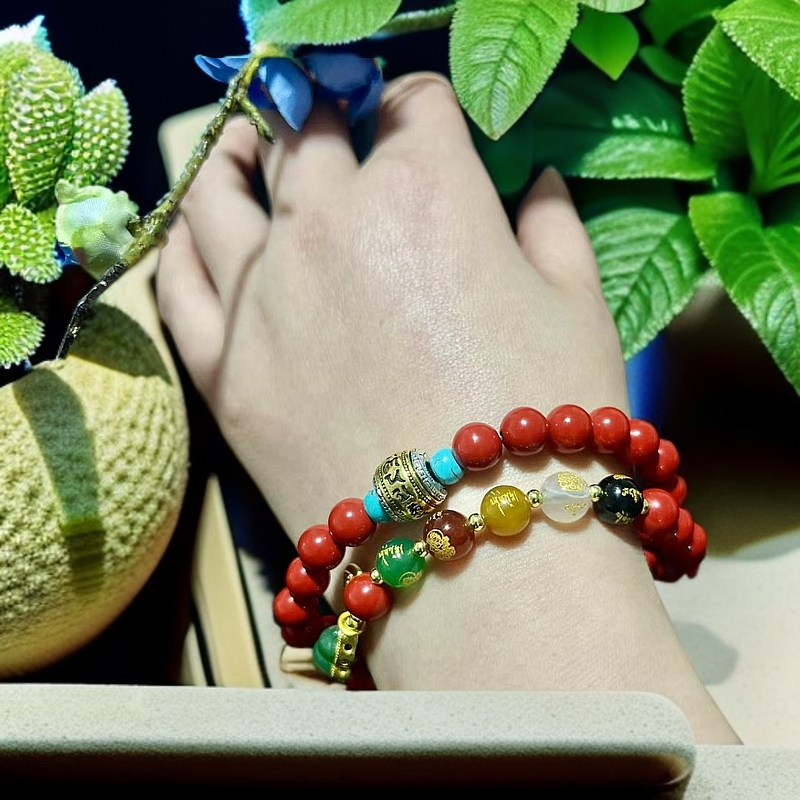 含辰砂工艺品 设计款正品保真 水飞朱砂双圈手串 运费险 