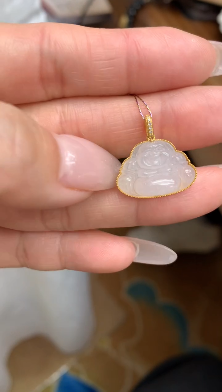 【闪购商品】翡翠颈饰18K金镶嵌佛公