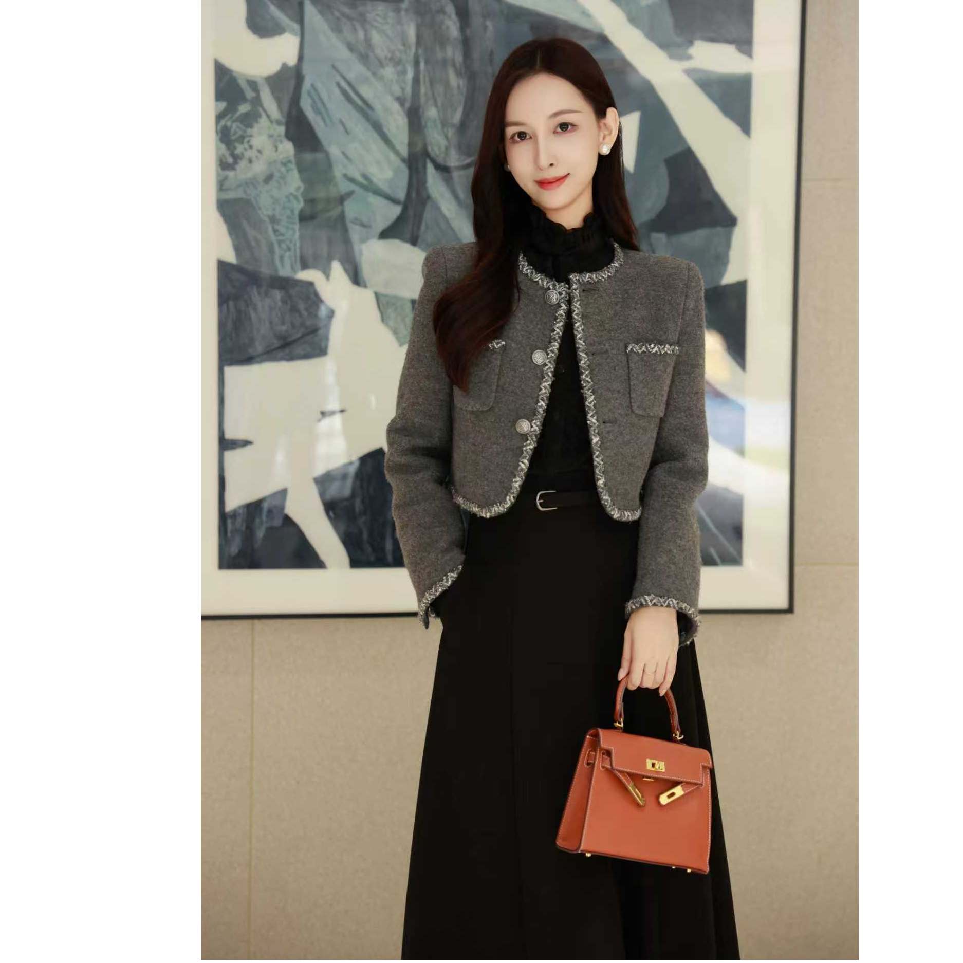 AMASS秋冬新款小香风时尚气质财阀千金风阿玛施毛毛外套5400627