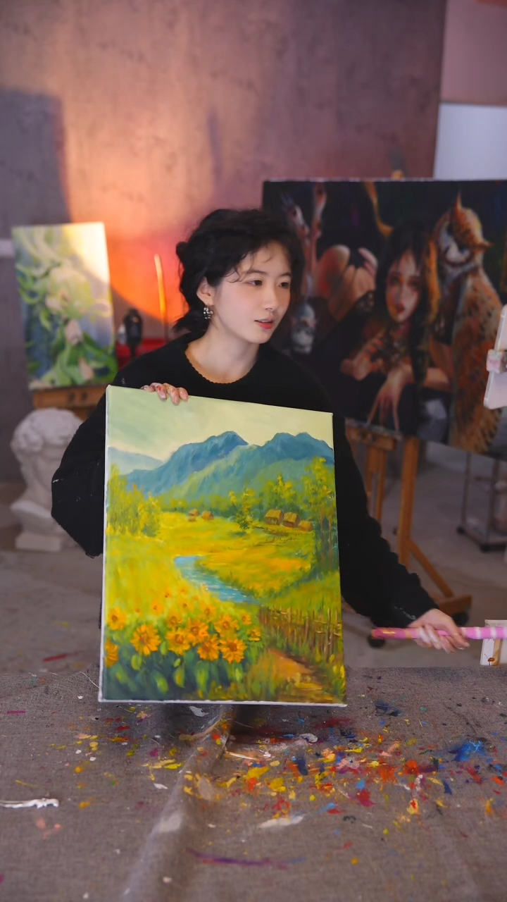 【闪购商品】油画田园风光丙烯画纯手绘