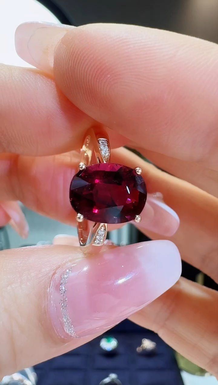 【闪购商品】碧玺戒指18K金镶嵌卢比莱戒指15号