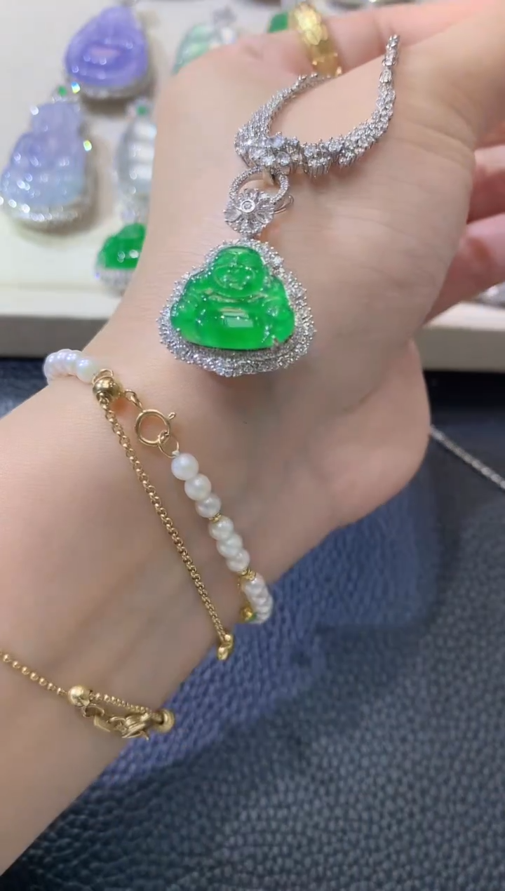 【闪购商品】翡翠吊坠(不含链)18K金镶嵌C19