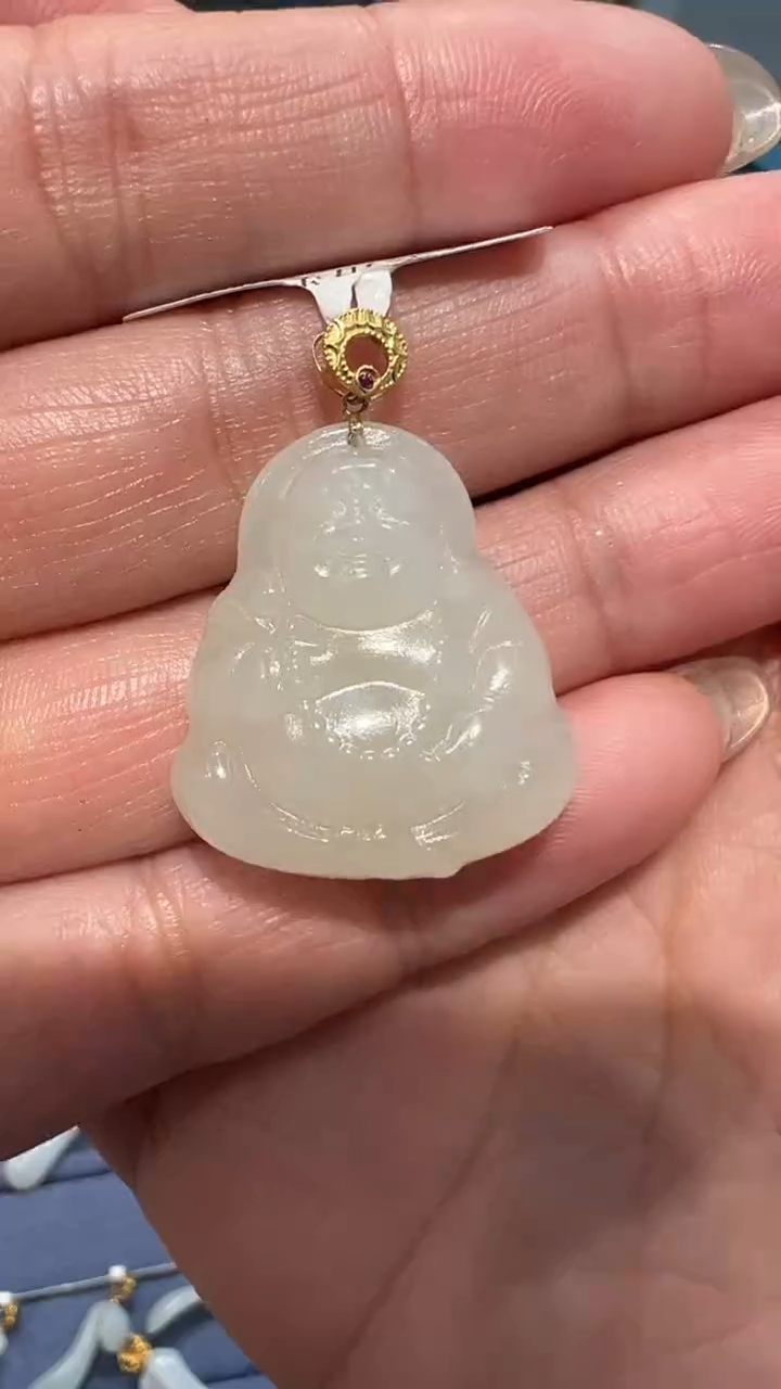 【闪购商品】和田玉吊坠18K金镶嵌和田玉吊坠多样性发货拍一发一