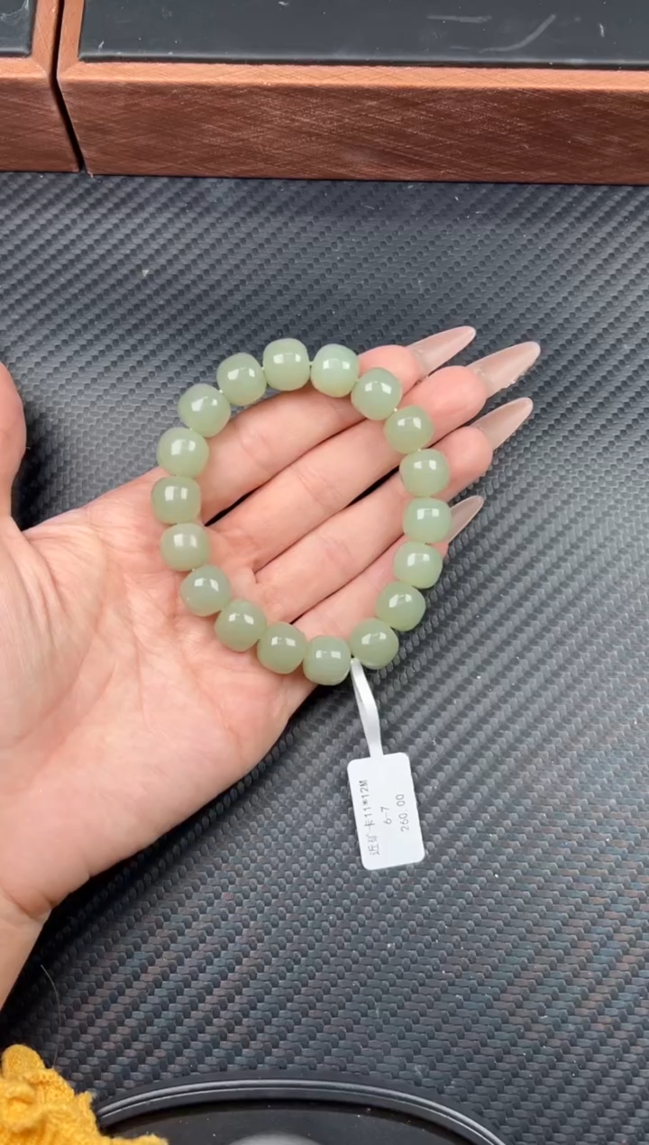 未镶嵌手串和田玉且末近矿微色差卡12MJm
