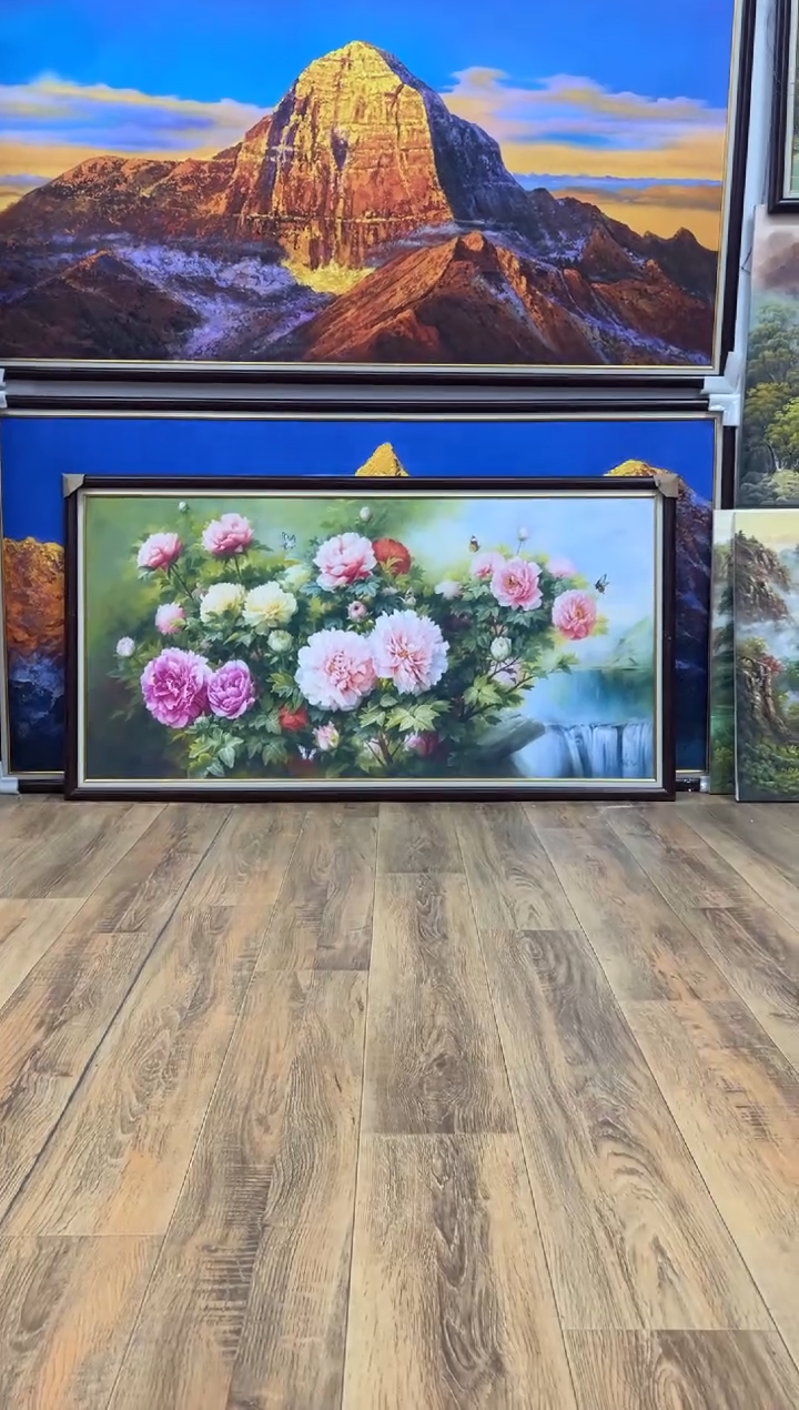 书法【张俊龙】牡丹花带框120*200