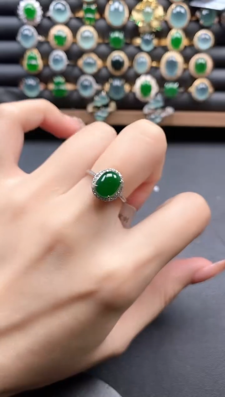 银S925镶嵌戒指翡翠51511