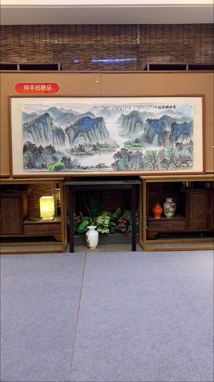 国画小六尺纯实木纯手绘带框装裱205*85cm