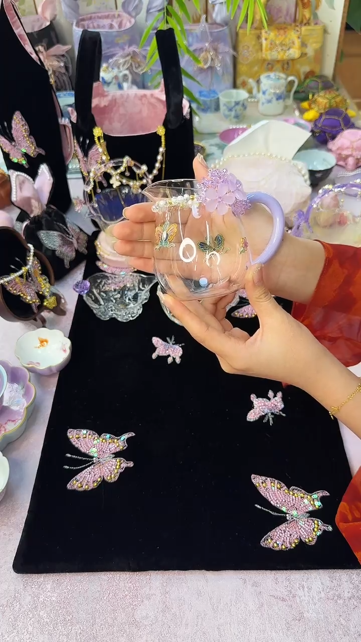 25 紫色 蝴蝶掐丝福袋公杯 不带配饰