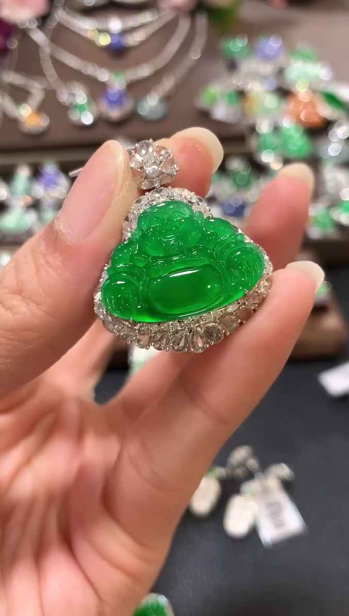 吊坠(不含链)18K金镶嵌翡翠毅**南m54 