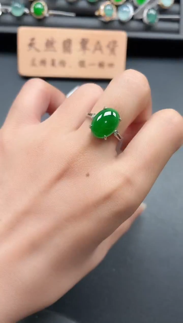 银S925镶嵌戒指翡翠11