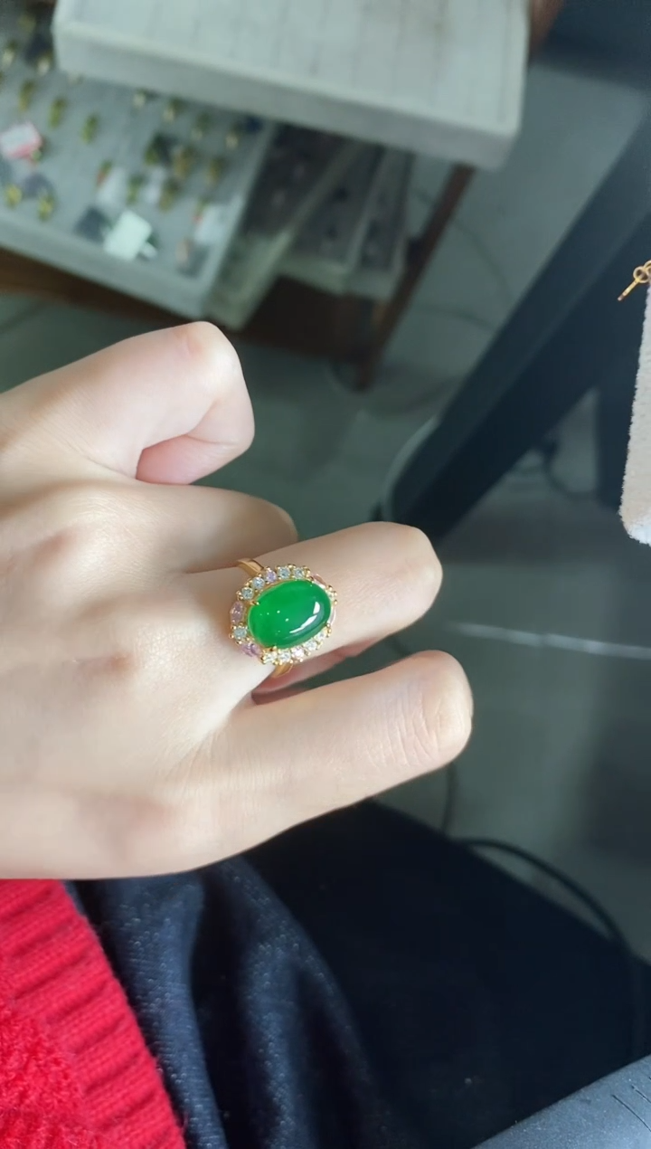 【闪购商品】翡翠戒指银S925镶嵌51511