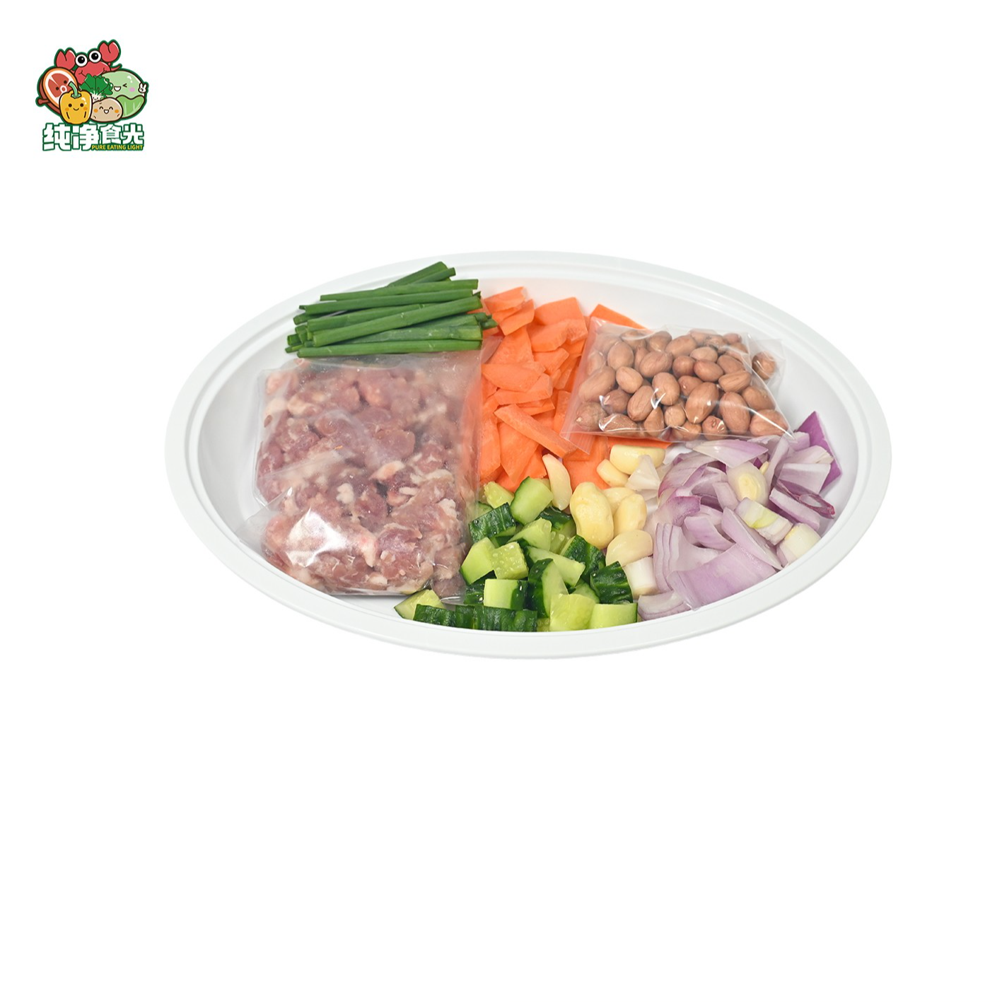 新鲜瘦肉粒约150g+青瓜红萝卜洋葱[宫保肉丁]