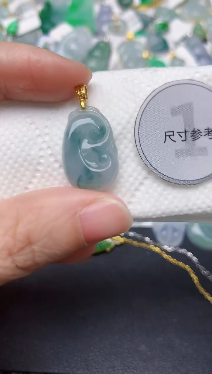 颈饰银S925镶嵌翡翠天然翡翠A货