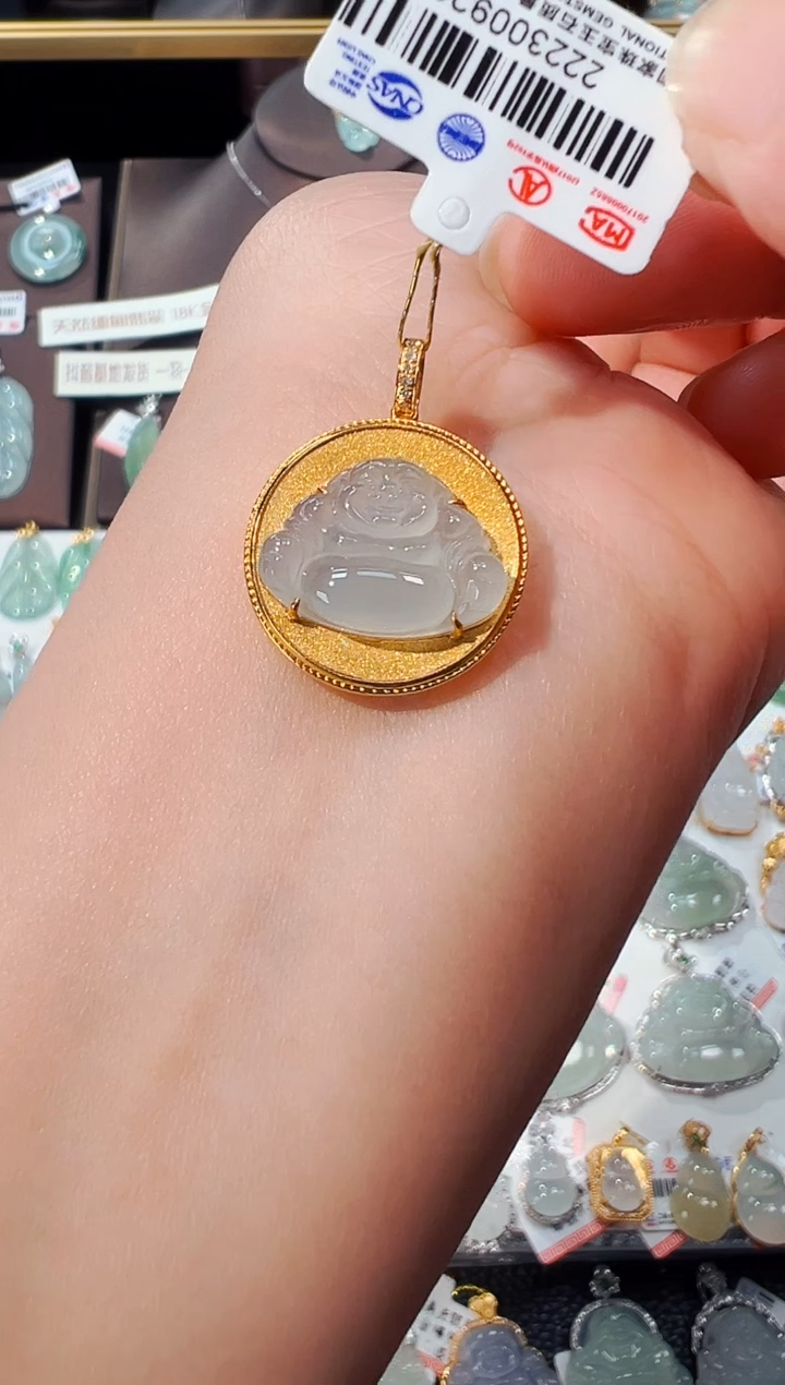 【闪购商品】翡翠吊坠(不含链)18K金镶嵌佛公吊坠926