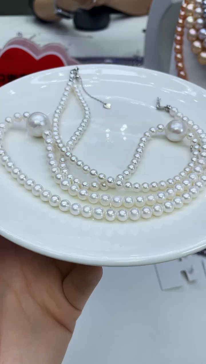 未镶嵌项链淡水珍珠白色系设计款项链