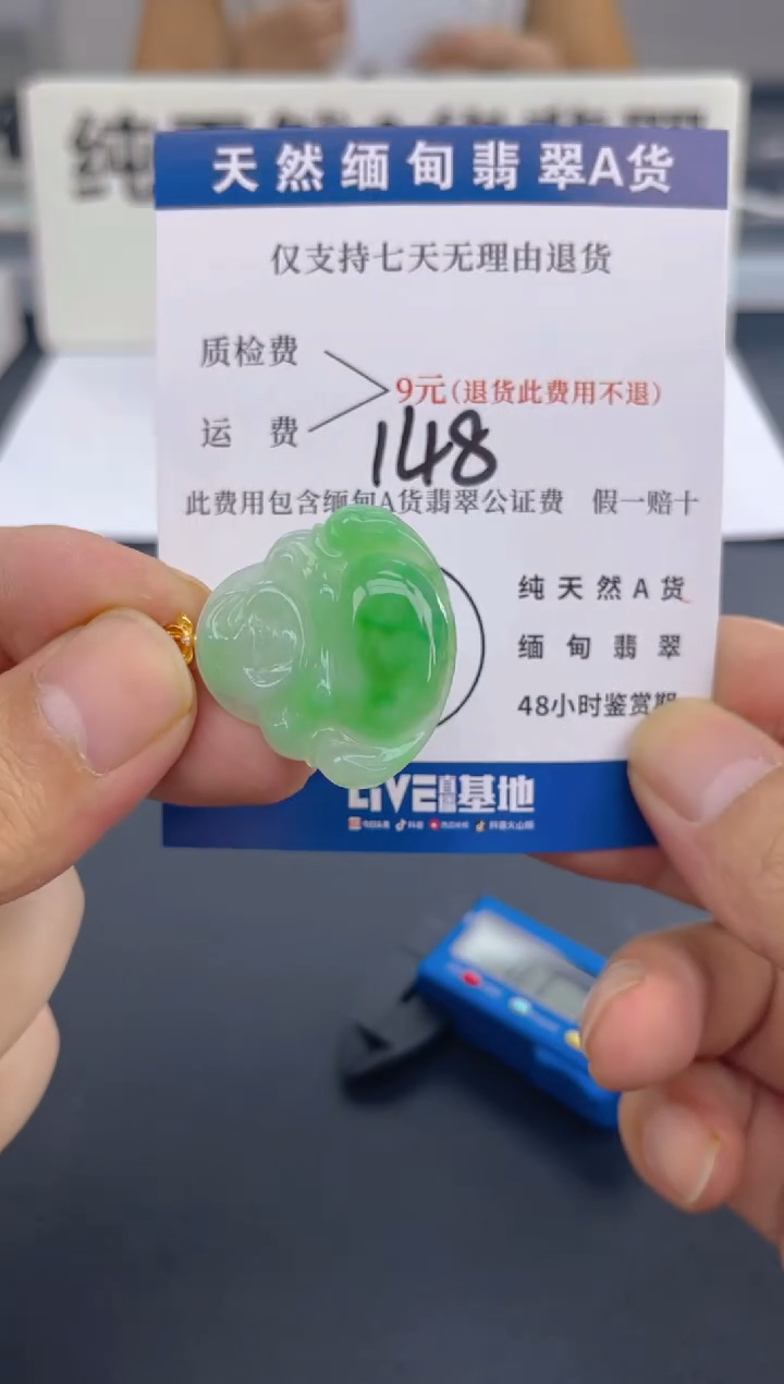 颈饰18K金镶嵌翡翠纯天然缅甸翡翠A货