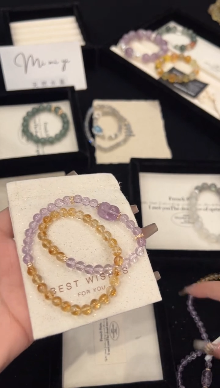 【闪购商品】水晶手链合金紫黄双圈手链x1252